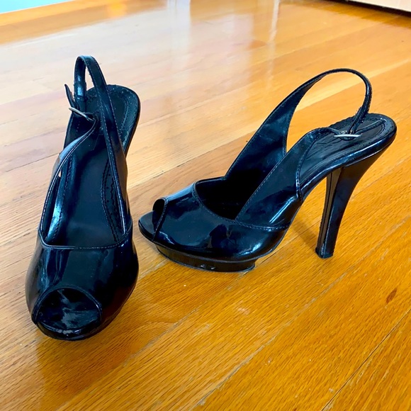 Women Strapped HighHeel, Black, Glossy, Open Toe,5 - Picture 3 of 7